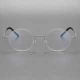 Circle Glasses in Silver - LE0207 Titanium Frame, Lightweight & Hypoallergenic