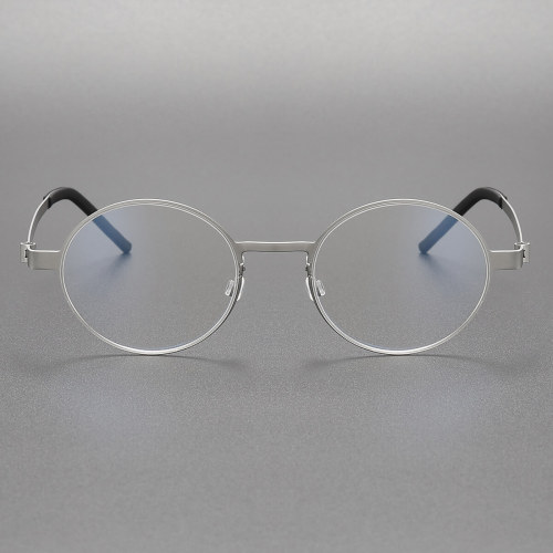 Circle Glasses in Silver - LE0207 Titanium Frame, Lightweight & Hypoallergenic