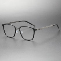 Titanium Frame Glasses - LE0252 Black & Gunmetal, Modern Square Design