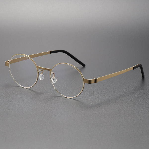 Round Eyeglasses in Gold - LE0207, Elegant Titanium Design