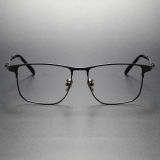 LE0085 Black Square Glasses - Titanium Frame with Adjustable Nose Pads