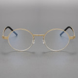 Round Eyeglasses in Gold - LE0207, Elegant Titanium Design