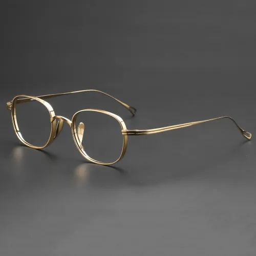 Gold Glasses LE0027 - Luxury Oval Titanium Design with Unique Bridge