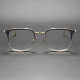 Large Frame Glasses - LE0489 Translucent Gray & Gold, Sleek Acetate Design