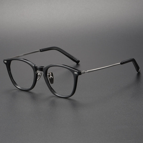 Black Frame Glasses: LE0417 Round Titanium & Acetate Design