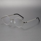 Circle Glasses in Silver - LE0207 Titanium Frame, Lightweight & Hypoallergenic