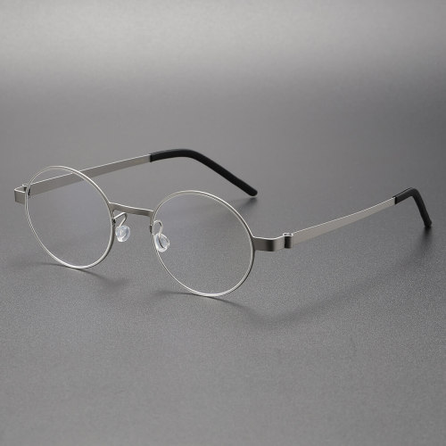 Circle Glasses in Silver - LE0207 Titanium Frame, Lightweight & Hypoallergenic
