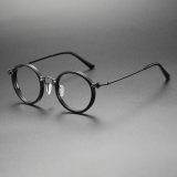 Black Circle Glasses LE1001 - Elegant Round Titanium Frames