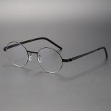 Black Round Glasses - LE0207, Sleek Titanium Frame, Comfort Fit