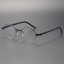 Black Round Glasses - LE0207, Sleek Titanium Frame, Comfort Fit