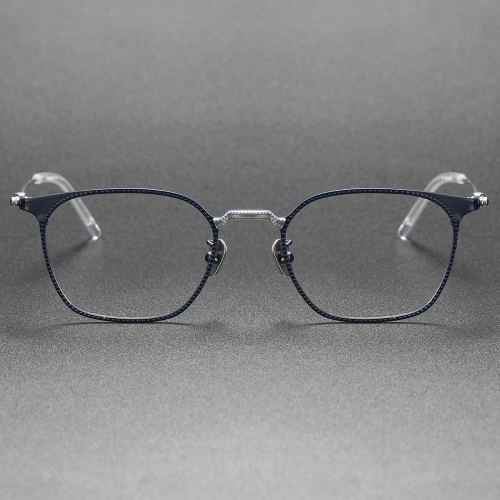 Chic Blue & Silver Square Titanium Glasses LE0039 - Stylish & Hypoallergenic