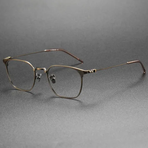 Elegant LE0039 Bronze Square Titanium Glasses - Stylish & Comfortable