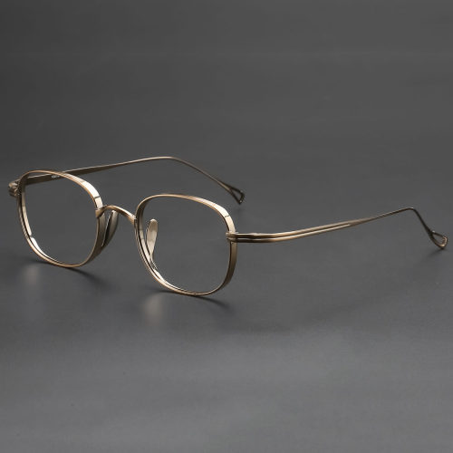 Bronze Oval Glasses LE0027 - Unique Titanium Frame with Tennis Racket Bridge