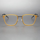Brown Glasses - LE0252 Titanium Frame, Square Design, Gunmetal Accents