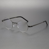 Gunmetal Frame Glasses - LE0207, Round Titanium Design for Modern Appeal