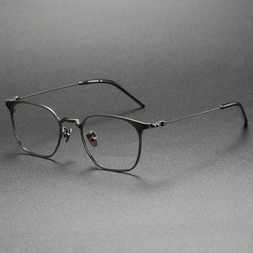 Sophisticated Gunmetal Oversized Square Glasses LE0039 - Titanium Frames