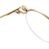 Black and Gold Glasses: LE0473 Round Half Rim Elegance in Titanium