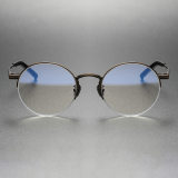 Bronze Half Rim Glasses: LE0473 Round Titanium Design for Style & Comfort
