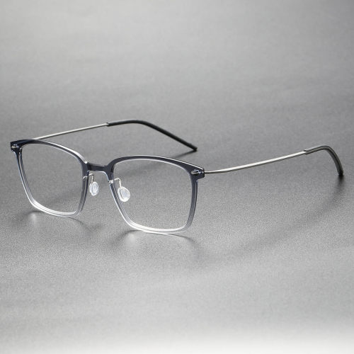 Clear Gray Eye Frames LE0121 - Modern Square Titanium Design