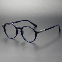 Transparent Blue Round Glasses LE0228 - Hypoallergenic Acetate with Titanium Accents
