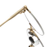 Black and Gold Glasses: LE0473 Round Half Rim Elegance in Titanium