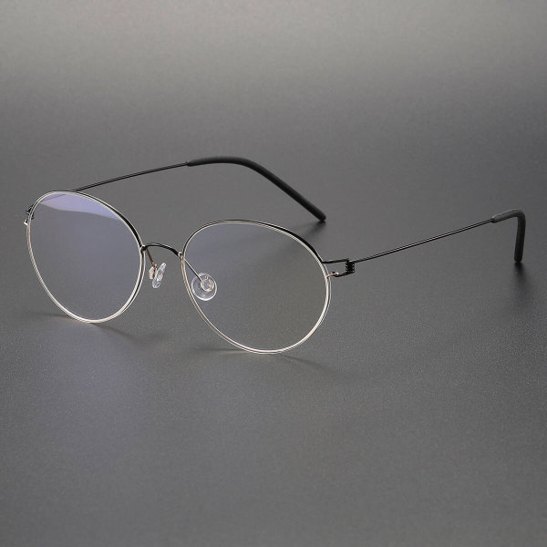 Black Oval Glasses LE0436 - Sleek Titanium Frame, Modern Design
