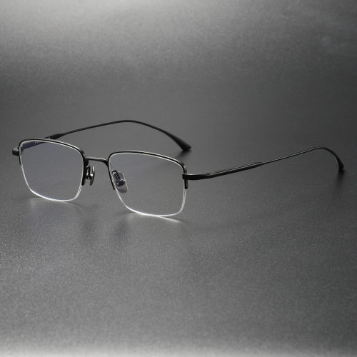 Half Frame Spectacles LE0420 - Black Titanium Design, Comfort Fit