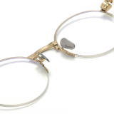 Black and Gold Glasses: LE0473 Round Half Rim Elegance in Titanium