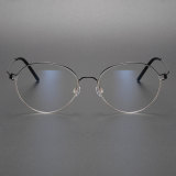 Black Oval Glasses LE0436 - Sleek Titanium Frame, Modern Design
