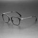 Black Square Glasses LE0312 with Silver Accents - Sleek Titanium Design