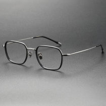 Geometric Glasses LE0189 - Black & Gunmetal, Modern Acetate Design