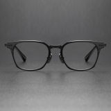 Black Titanium Square Glasses LE0312 - Sleek Design with Decorative Accents