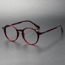 Transparent Red Round Glasses LE0228 - Vibrant Acetate with Titanium Details