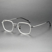 Clear Frame Glasses LE0189 - Silver Accents, Modern Geometric Design