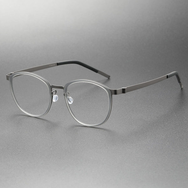 Large Circle Glasses LE0248 | Sleek Titanium in Gunmetal & Gray - Olet Optical