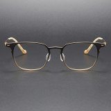 Luxurious Black & Gold Titanium Square Glasses LE1051 | Olet Optical