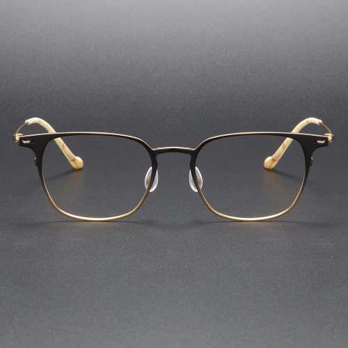 Luxurious Black & Gold Titanium Square Glasses LE1051 | Olet Optical