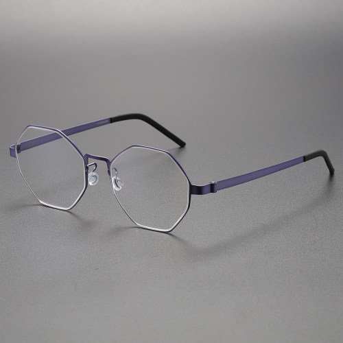 Purple Glasses Frames LE0206 | Lightweight Titanium Geometric Design