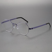 Purple Glasses Frames LE0206 | Lightweight Titanium Geometric Design Purple Glasses Frames LE0206 | Lightweight Titanium Geometric Design