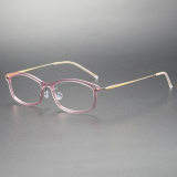 LE0117 Clear Pink Oval Titanium Glasses | Hypoallergenic & Lightweight Design