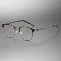 Titanium Frames Glasses LE0261 - TortoiseShell & Gunmetal Browline Style