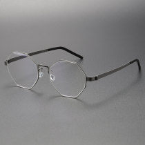 Titanium Eyeglass Frames LE0206 in Geometric Gunmetal | Sleek & Durable Titanium Eyeglass Frames LE0206 in Geometric Gunmetal | Sleek & Durable