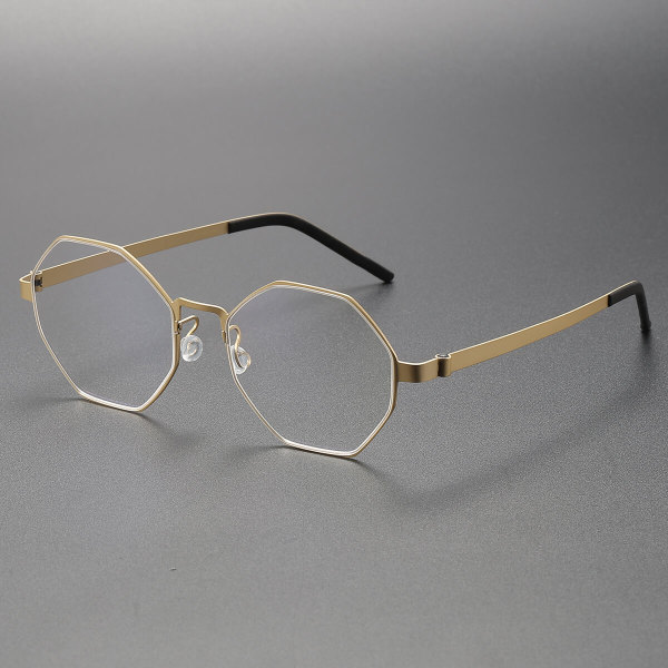 Large Frame Prescription Glasses LE0206 | Sleek Gold Titanium Design