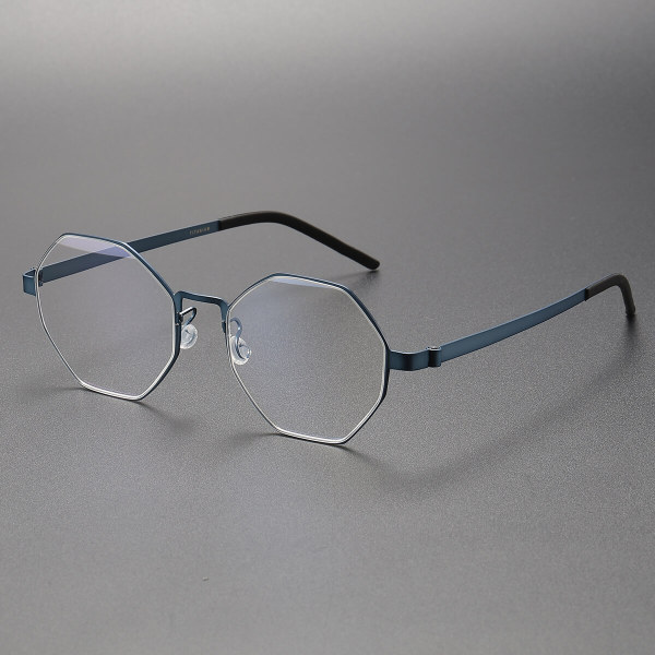 Blue Frame Geometric Titanium Glasses LE0206 | Stylish & Comfort Fit