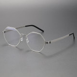 Geometric Silver Titanium Eyeglasses LE0206 | Sleek & Skin-Friendly Design