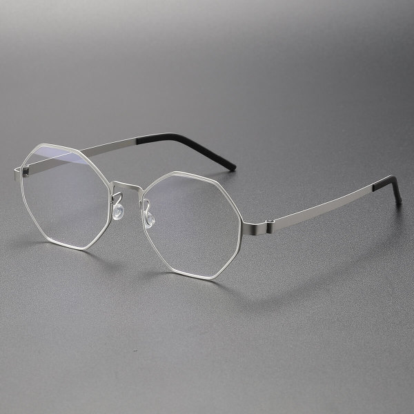 Geometric Silver Titanium Eyeglasses LE0206 | Sleek & Skin-Friendly Design