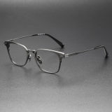 Gunmetal Square Glasses LE0312 - Precision Crafted Titanium Frames