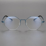 Blue Frame Geometric Titanium Glasses LE0206 | Stylish & Comfort Fit
