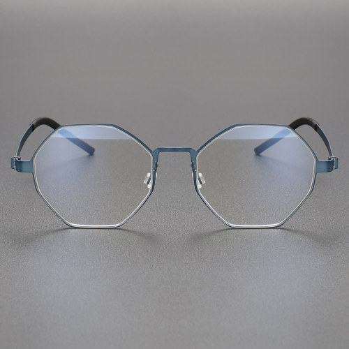 Blue Frame Geometric Titanium Glasses LE0206 | Stylish & Comfort Fit