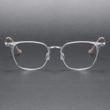 LE1051 Silver Square Titanium Glasses | Ultimate Comfort and Sleek Design